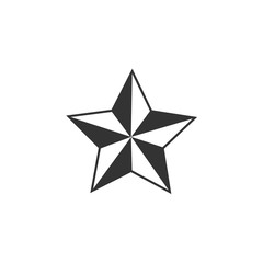 Star icon in flat design. Gray star icon on white background. Vector illustration