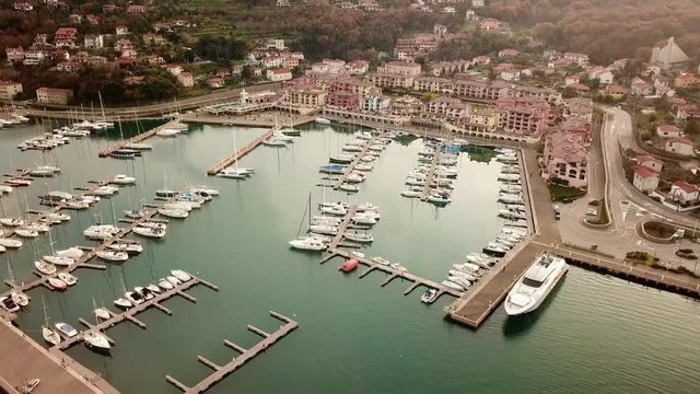 aerial shot from the drone -  Boats in Marina