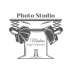 Photo studio label isolated on white background