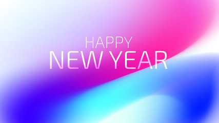 Obraz premium Happy New Year Trendy Colorful Fluid Background. 2019 Greeting Card, Banner, Wallpaper, Invitational. Vector EPS 10