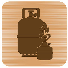 Camping stove with gas bottle icon vector