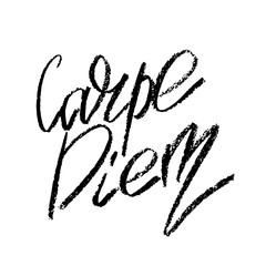 Carpe diem. Vector inspirational quote typographical background made in messy hand written style. Template for card, poster, banner, placard, print for t-shirt.