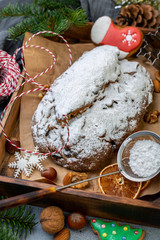 Stollen traditional Christmas pastries.