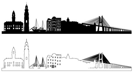 Portugal skyline silhouettes, vector illustration
