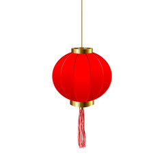 Chinese New Year. Red round chinese lantern. Isolated illustration