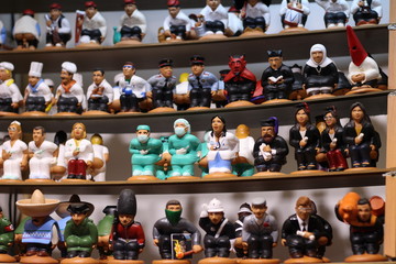 Caganers assortment. Christmas catalan ornamental tradition. Christmas store