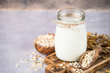 Vegan oat milk, non dairy alternative milk. 