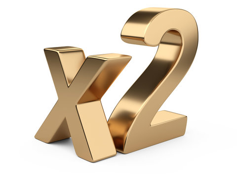 3D golden inscription "x2".