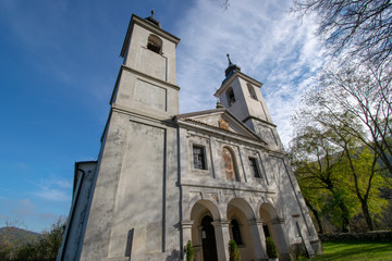 Fototapeta na wymiar Vremska dolina (Vreme Valley) with a church of Saint Mary is a blind valley close to UNESCO site of Škocjan Caves (Škocjanske jame). 