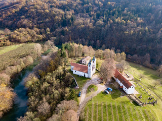 Vremska dolina (Vreme Valley) with a church of Saint Mary is a blind valley close to UNESCO site of Škocjan Caves (Škocjanske jame).  © Stepo