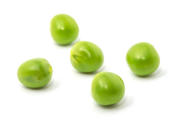Green peas isolated on the white background