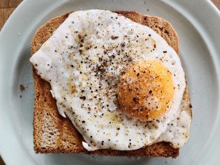 Breakfast with toast and fried egg