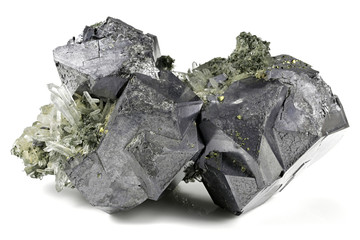 galena (lead glance) from Zlatograd, Bulgaria isolated on white background