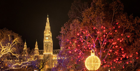 Christmas market at Rathaus in Wien, Austria