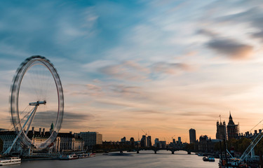 view of london at sunset