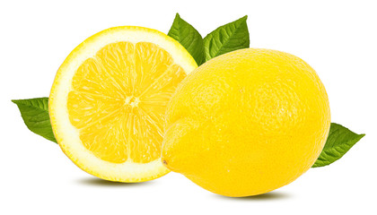 Fresh lemon isolated on white background with clipping path