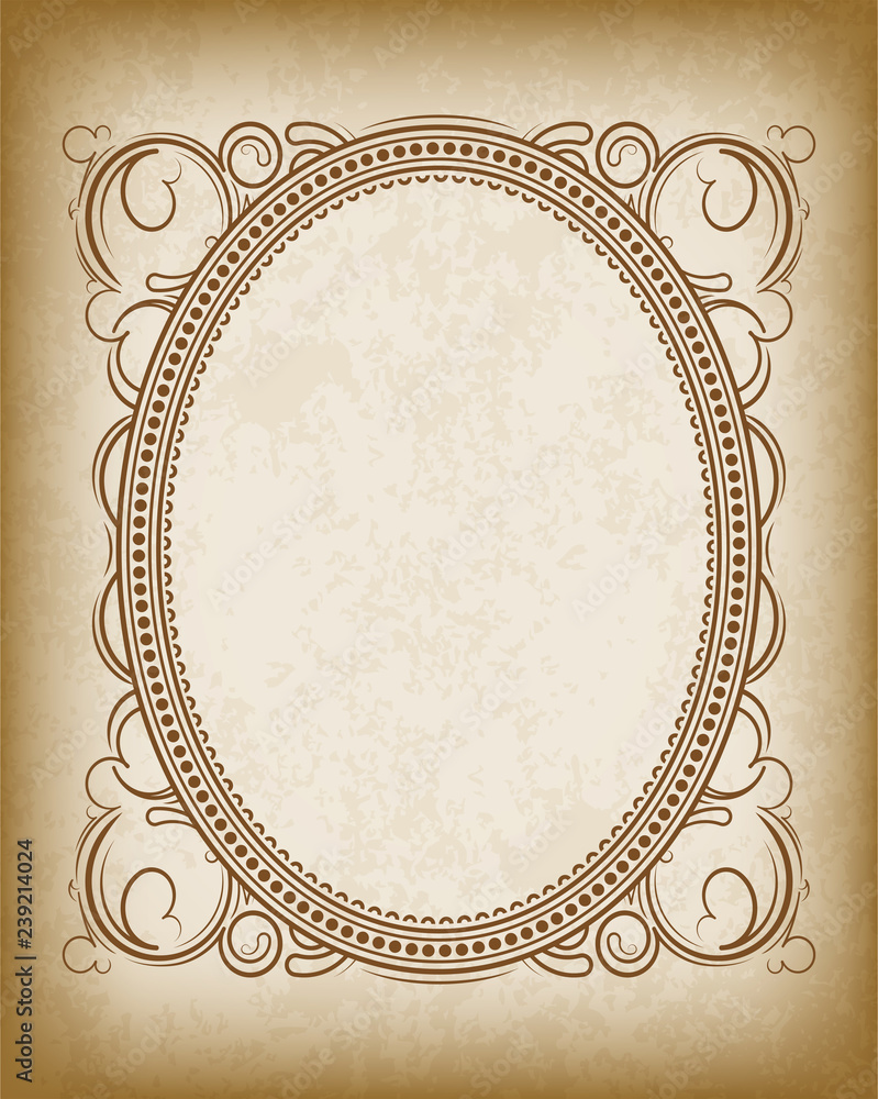 Poster old oval frame with the blacked out edges and a blank space for text. retro vintage greeting card, i