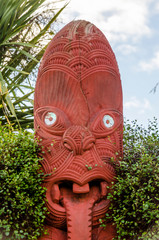 Maori carving on Hamilton Gardens, New Zealand