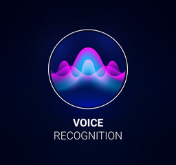 Personal assistant voice recognition concept. Artificial intelligence technologies. Sound wave logo concept for voice recognition application, website background or home smart system assistant.Vector - 239215237