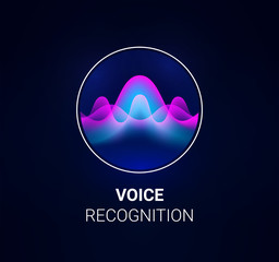 Personal assistant voice recognition concept. Artificial intelligence technologies. Sound wave logo concept for voice recognition application, website background or home smart system assistant.Vector