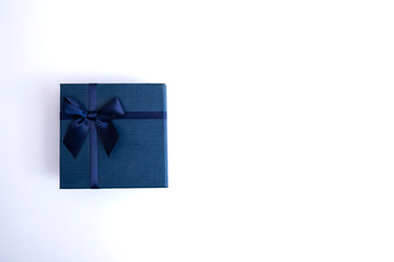 Navy blue gift box on isolated white