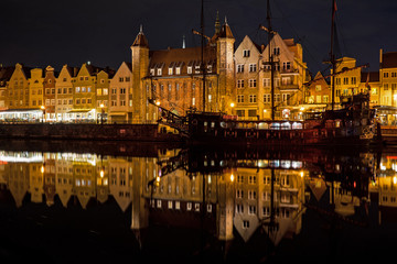  The Polish city of Gdansk at night.