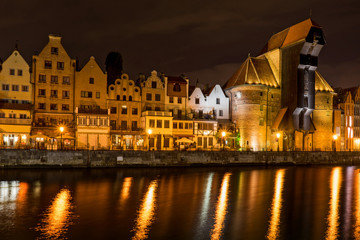 Fototapeta na wymiar The Polish city of Gdansk at night.