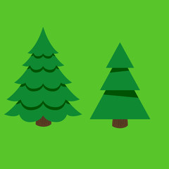 a large set of Christmas trees on the background of chromaca