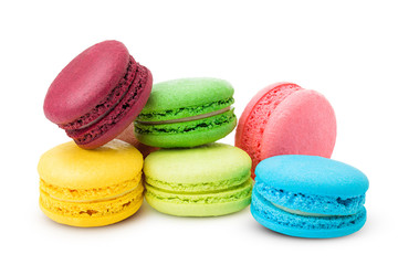 macaroons isolated on white background, clipping path, full depth of field