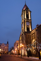 Fototapeta na wymiar Central square during the Christmas holidays. Tarnowskie Gory. Poland