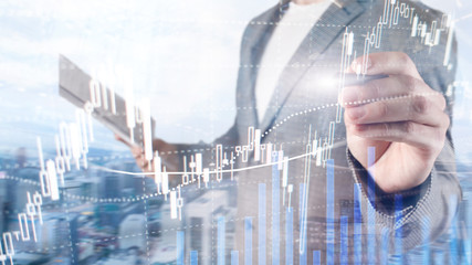 Forex trading, Financial market, Investment concept on business center background