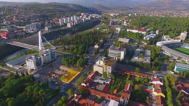 Podgorica city, Montenegro. Aerial view of a building in Podgorica