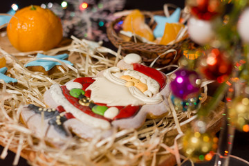 Santa Claus christmas gingerbread with mandarin