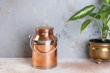 Vintage copper milk can