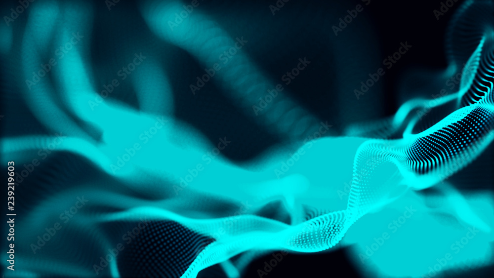 Poster abstract background of data flow. dust particles.futuristic technology element. 3d rendering.