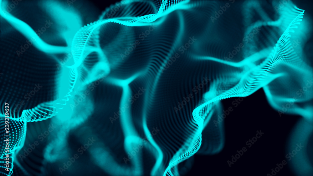 Poster abstract background of data flow. dust particles.futuristic technology element. 3d rendering.
