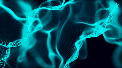 Abstract background of data flow. Dust particles.Futuristic technology element. 3D rendering.