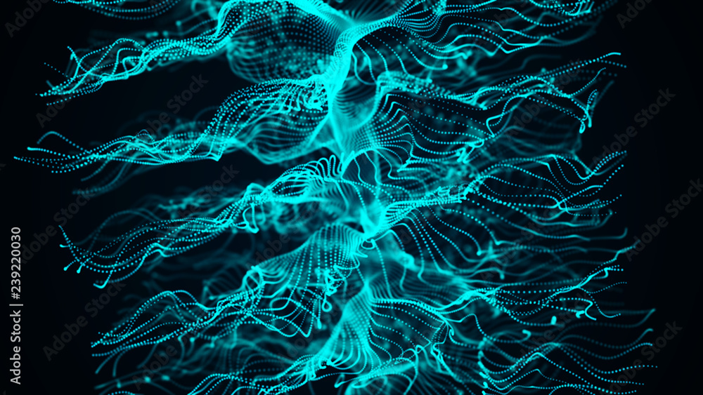 Poster abstract background of data flow. dust particles.futuristic technology element. 3d rendering.