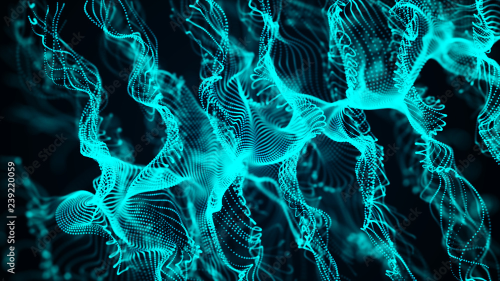 Poster abstract background of data flow. dust particles.futuristic technology element. 3d rendering.