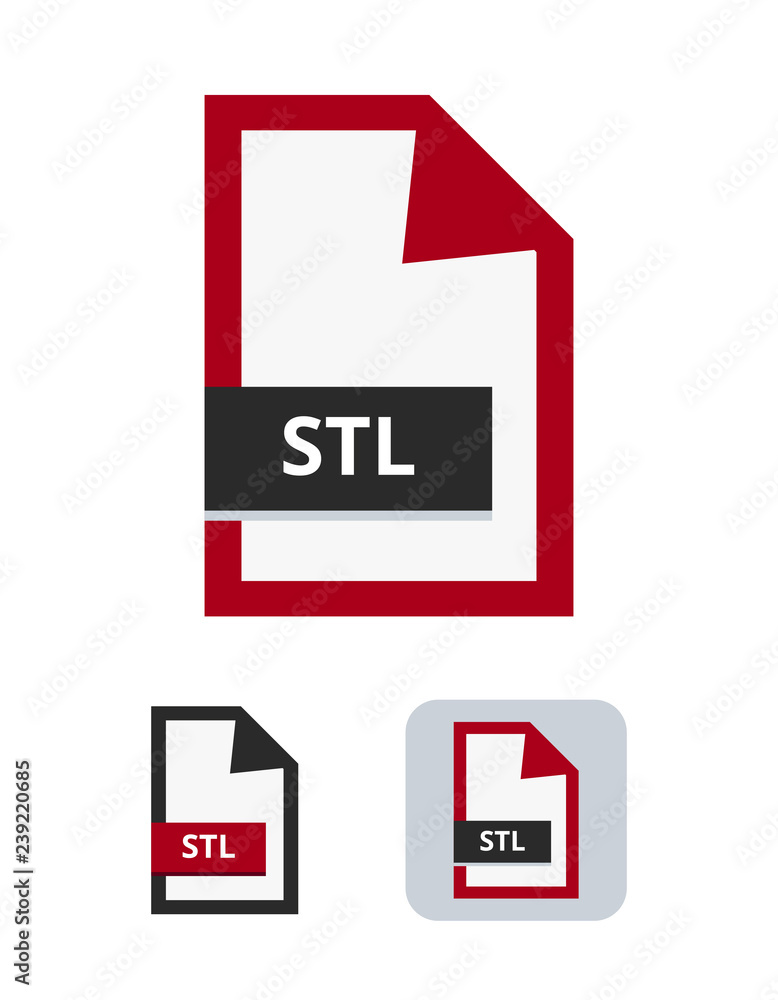 Poster Stl file flat vector icon. Symbol of STL – standard triangle language format for 3D printing and 3D graphic isolated on a white background.