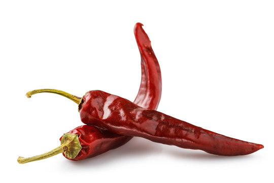 Dried red pepper isolated on white background