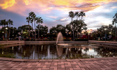 Palms Trees and Sky After a Rain in Florida in front of Hotel