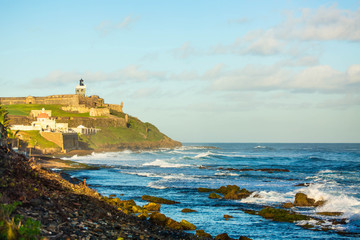 Fort San Felipe Del Morro in San Juan, Puerto Rico at sunrise