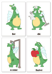 Irregular english verb to do with funny green dragon