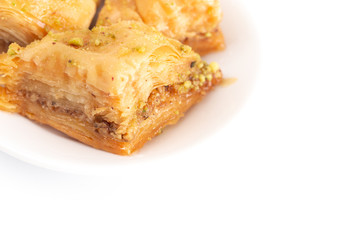 Classic Baklava on a White Background