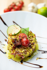 Mediterranean seafood risotto with prosciutto