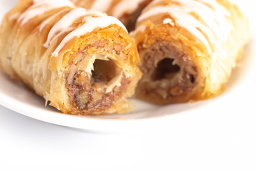 Classic Baklava on a White Background