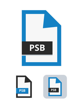 Psb file flat vector icon. Symbol of PSB file for big or large data. Suitable for graphic work, pictures, photos, images, vectors and graphic isolated on a white background.
