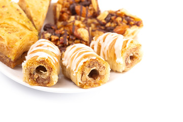 Classic Baklava on a White Background