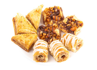 Classic Baklava on a White Background